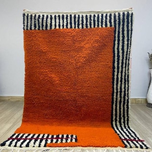 Amazing Moroccan Orange Rug - Morrocan Handmade Rug, Authentic Berber Rug, Bohemian Style Rug For Living Room .