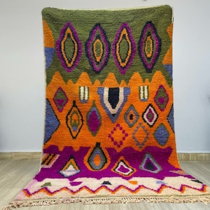 Moroccan Rug Orange - Morrocan rug for bedroom - Handmade Rug -  Beni Ourain Rug - Authentic Berber Rug - Bohemian Style Rug For Living Room