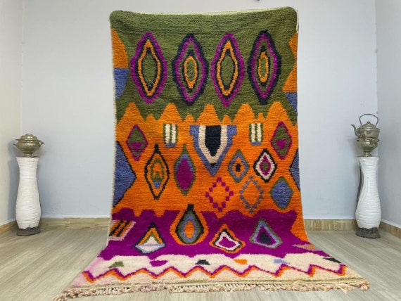 Moroccan Rug Orange - Morrocan rug for bedroom - Handmade Rug -  Beni Ourain Rug - Authentic Berber Rug - Bohemian Style Rug For Living Room