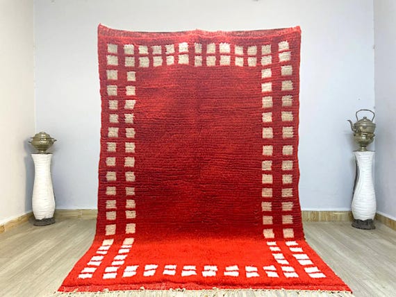 AMAZING MOROCCAN ORANGE Beni ourain Rug - Handmade Morrocan Rug, Authentic Berber Rug, Bohemian Style Rug For Living Room .
