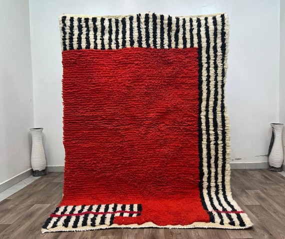 AMAZING MOROCCAN ORANGE Rug - Morrocan chekerboard Rug, Authentic Berber Rug, Bohemian Style Rug For Dining Room/ Living Room Rug .