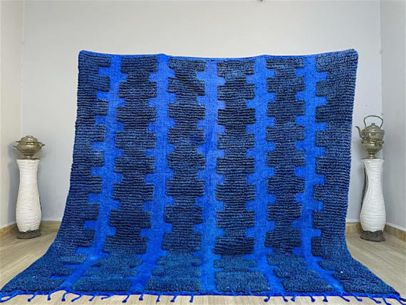 Steel Blue BENI OURAIN RUG, Custom Handwoven Moroccan rug, Handmade  Berber morocco rug, Custom Fabulous Boujad Rug, Authentic Morrocan Rug
