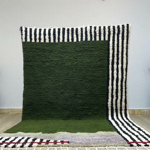 Moroccan rug green 6x9- Handmade rug - Moroccan berber rug - Beni ourain rug - Morocco rug -Moroccan area rug - Custom green rug - Wool rug