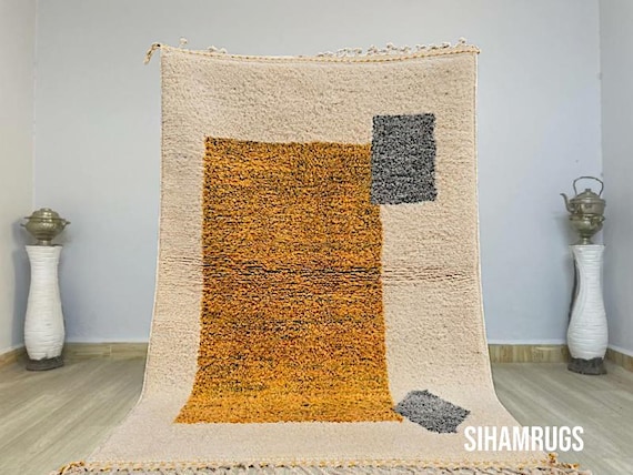AMAZING MOROCCAN ORANGE Rug - Morrocan chekerboard Rug, Authentic Berber Rug, Bohemian Style Rug For Living Room - minimalist striped design