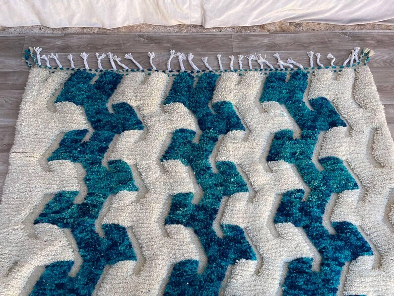 Blue Handmade Rug, Custom Moroccan Rug, Moss Rug, Berber Rug, Beni