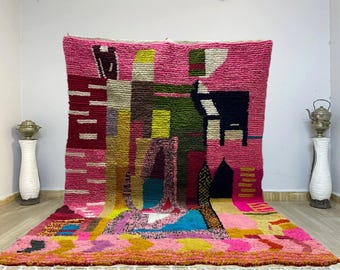 Handmade Pink Beni Ourain Rug: Authentic Moroccan Berber Rug