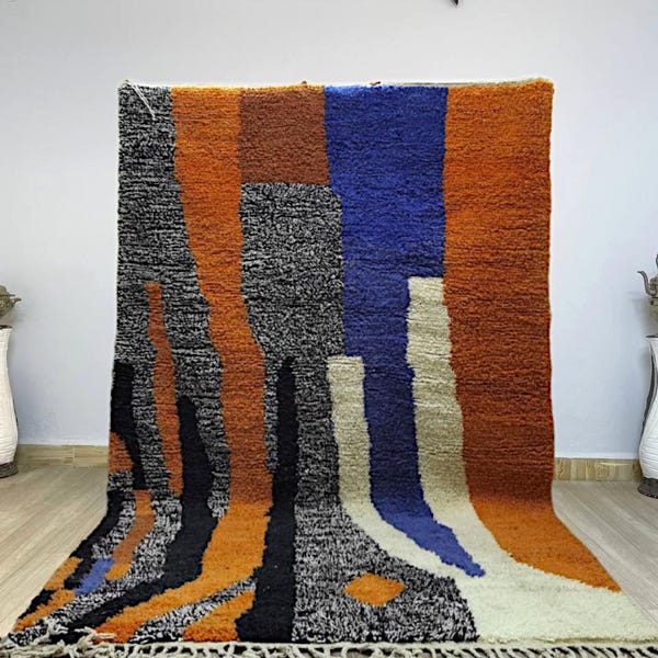 Handmade Multicolored Berber Rug: Bohemian Moroccan Decor