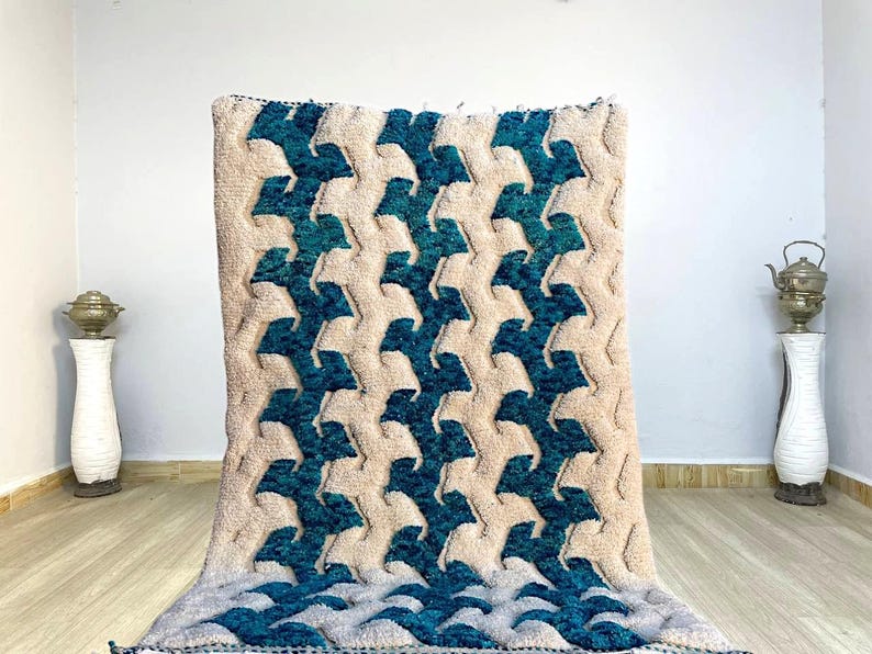 Blue Handmade Rug, Custom Moroccan Rug, Moss Rug, Berber Rug, Beni
