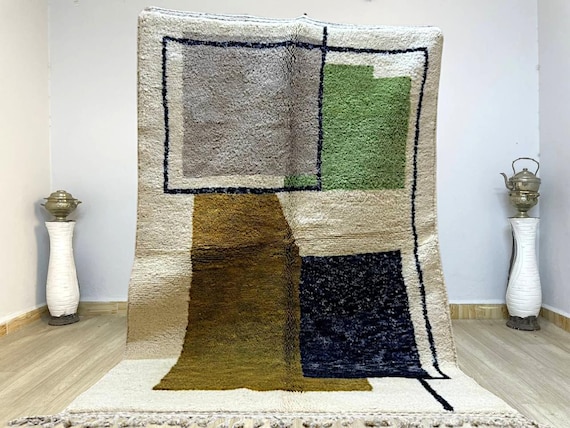 Moroccan Rug , Beni Rug for living room , Handmade area rug 5x7 , Wool Beni Ourain Rug , Colorful berber Rug , Custom Area Rug