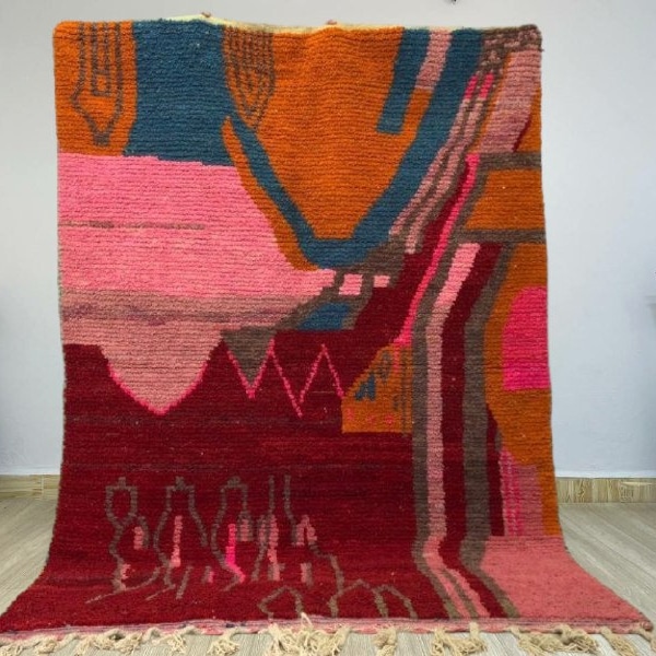 Tapis Marocain Berbère Shag En Laine Fait Main - Dimensions 10x8 Ft, Personnalisable, Multicolore