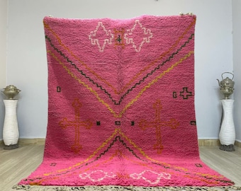 Handmade Moroccan Wool Rug: Pink Bohemian Rug, Custom Size