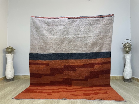 AMAZING MOROCCAN ORANGE Rug - Handmade Morrocan Rug, Authentic Berber Rug, Bohemian Style Rug For Living Room .