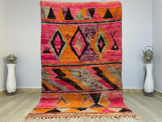 Custom Pink Boujaad rug, Orange Morrocan rug, Soft shag wool rug, Moroccan Berber rug, Bohemian rug, Custom sized rug in ALL SIZES