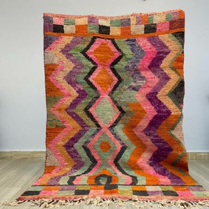Custom Pink Boujaad rug, Orange Morrocan rug, Soft shag wool rug, Moroccan Berber rug, Bohemian rug