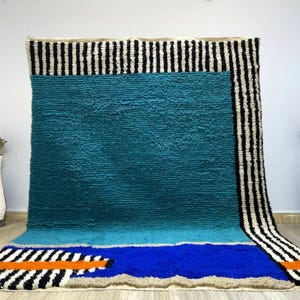 Moss rug , Handmade Moroccan Rug , Custom Morrocan Rug , Tufted Blue Grass Gardening Shape Rug , Rug For Living Room, Berber Wool Area Rugs