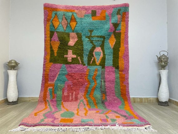 AMAZING MOROCCAN Pink rugs for living room modern - pink rug for baby girl nursery - morrocan  colorful rug berber wool rug beni ourain rug