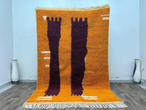AMAZING MOROCCAN ORANGE Rug - Morrocan chekerboard Rug - Wool funky rug - Bohemian Style Rug For Living Room.