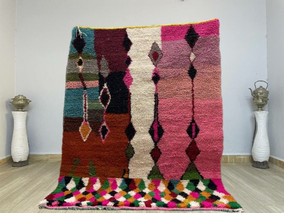 AMAZING PINK MOROCCAN rug for living room modern - pink rug for baby girl nursery - morrocan  colorful rug berber wool rug beni ourain rug