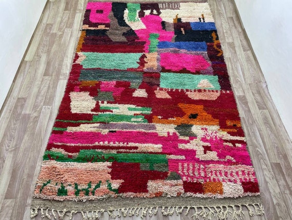 handmade rug wool - beni ourain rug ivory - handmade rug 12 by 14, beni ourain rug hand knotted-  moroccan rugs pink, moroccan rugs 8x10