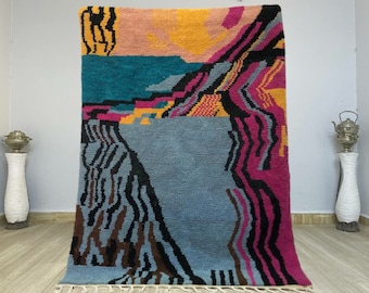 Alfombra colorida Beni Ourain: alfombra marroquí de lana personalizada