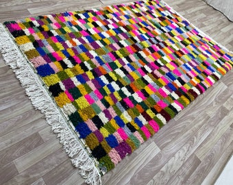 Colorful Moroccan Wool Rug: Hand-Knotted Berber Rug - 8x10
