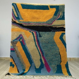 Blue Morrocan rug - Custom Beni ourain rug - Handmade rug - Blue Area rug - Area Rugs for Living room - Wool Berber rug- Moroccan rug 10x14