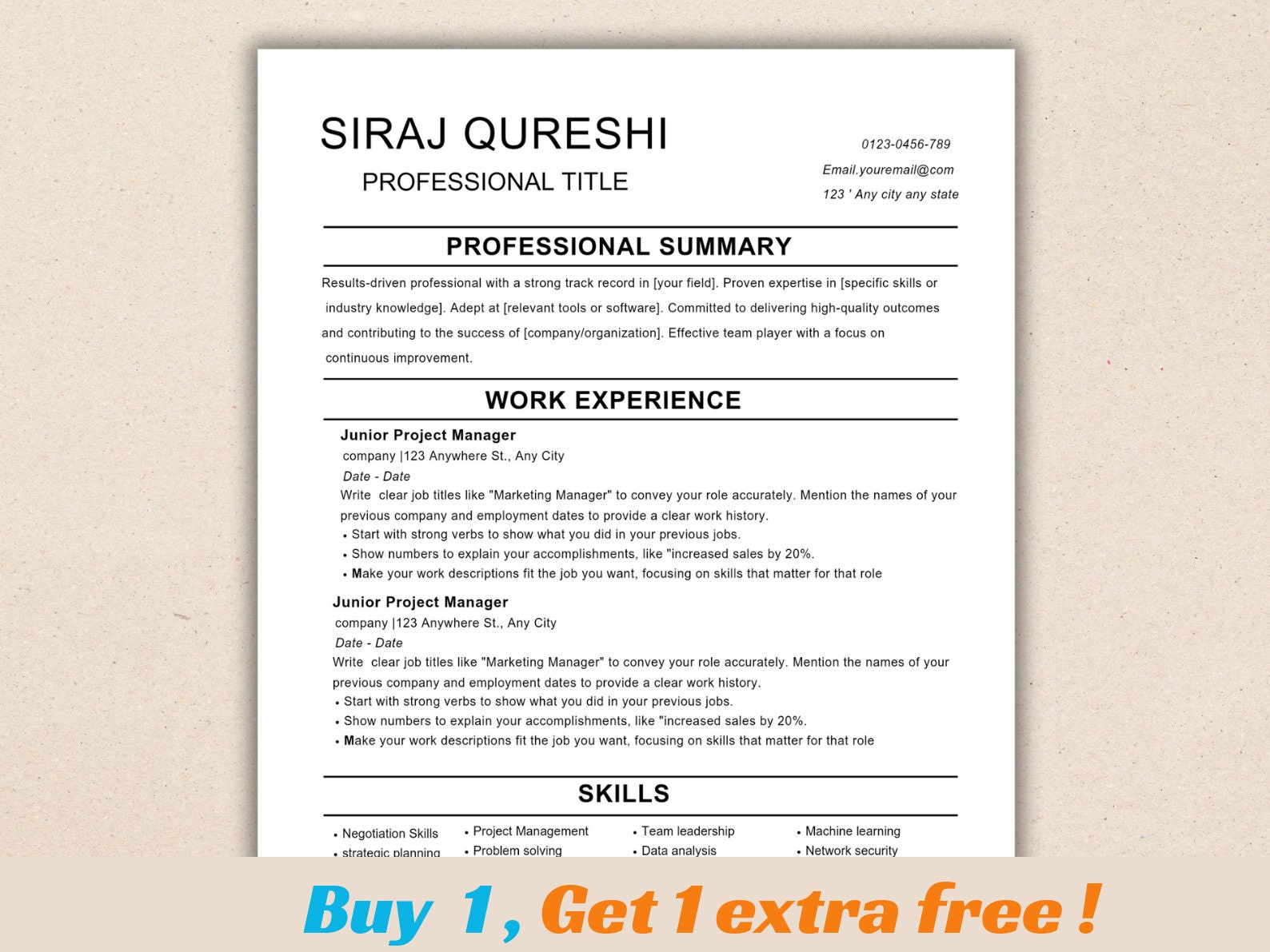 Professional Ats Resume Template - Il Fullxfull.5662081430 9gu1