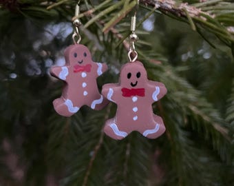 Clay gingerbread man earrings