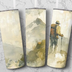 Mountain Hiking Tumbler Wrap | Stunning Design for 20 oz Skinny Tumblers | Instant Digital Download