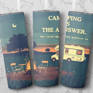 Camping Tumbler Wrap | Perfect Gift for Camping Enthusiasts | 20 oz Skinny Tumbler Sublimation Design | Instant Download PNG