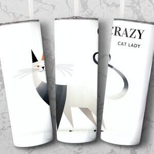 Adorable Crazy Cat Lady Tumbler, 20 oz Skinny Tumbler, Sublimation Wrap Designs, Cat Lover Gift, Digital PNG Download