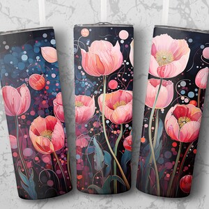 Gobelet moulant floral rose - Téléchargement instantané, élégant motif tulipe