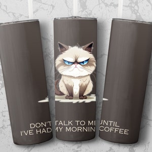 Funny Cat Cartoon Wrap Tumbler - Ideal Cat Gift for Coffee Lovers, 20 oz Skinny Tumbler, Straight & Tapered Wrap, Instant Download