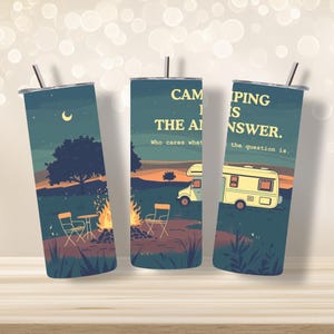 Camping Tumbler Wrap | RV Camper Sublimation Design (PNG Digital Download)