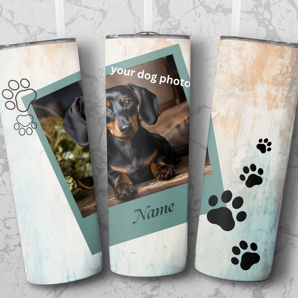 Your dog photo Dog mom 20 oz Skinny Tumbler Sublimation Straight & Tapered Wrap Dog Lovers gift personalized Png