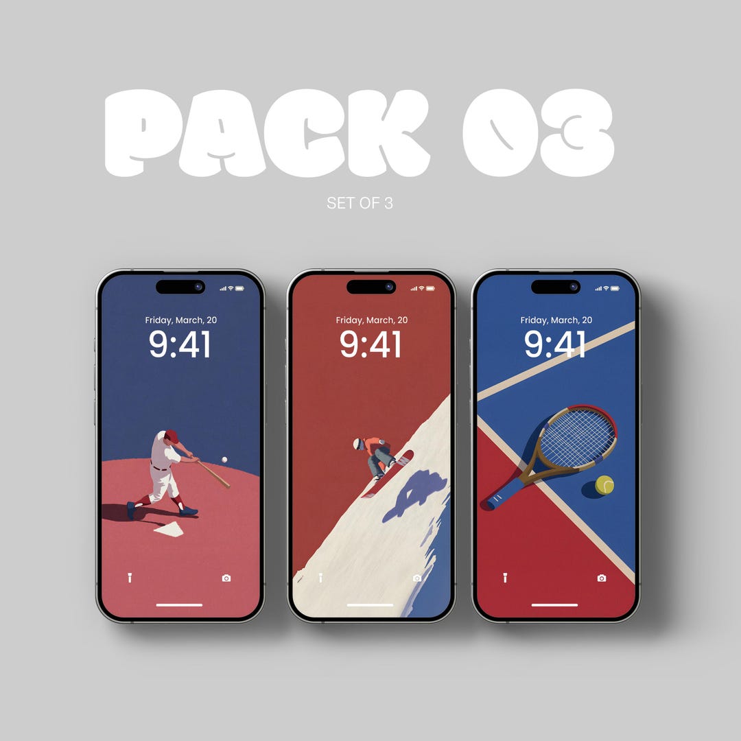 Sports Wallpaper PACK 03 - Set of 3 | Digital Phone File | Minimal ...