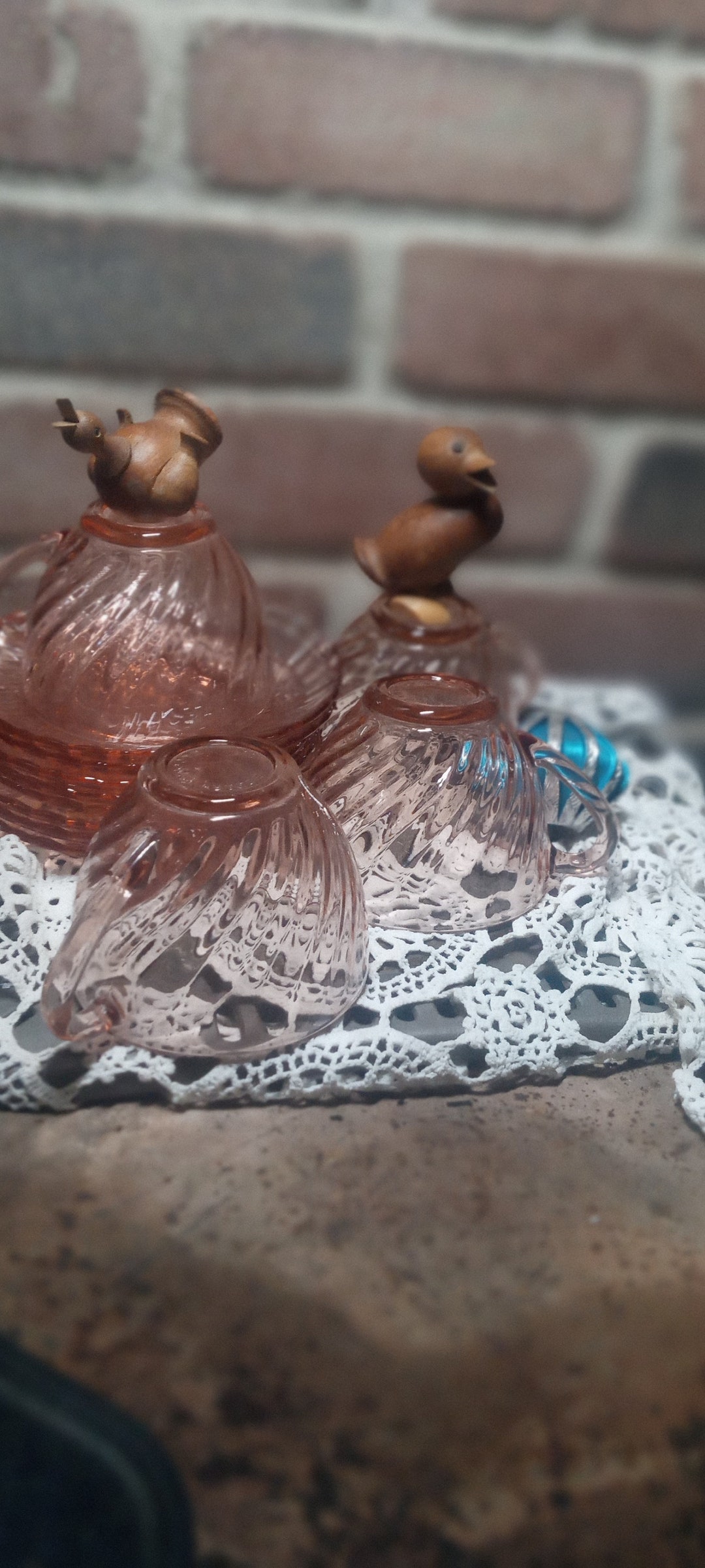 French Pink Depression Glass Tea Set Etsy
