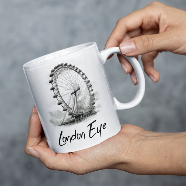 Idée cadeau mug London Eye Mug monument de l'Angleterre | UK mug LondonEye anglais tasse à thé tasse à café design oeil | Mug Londres Mug britannique 11 oz