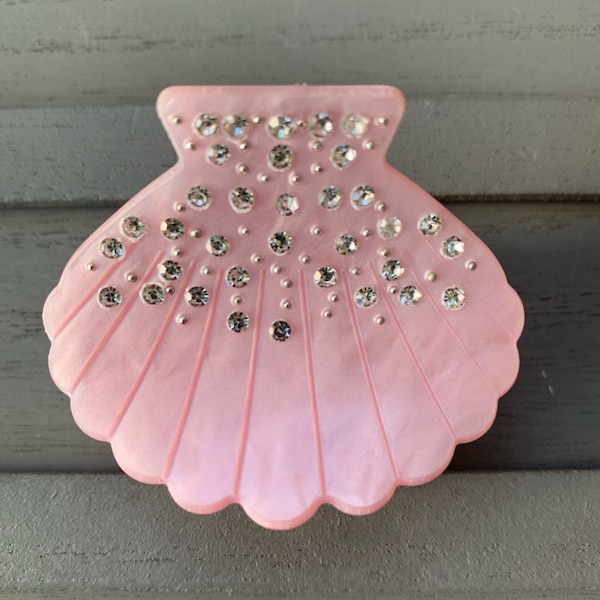 Shiny Pink Sea Shell Hair Claw Hair Hair Clip Fall Out Boy So much for 2our dust Inspired Rhinestones Accents Hair Accessories