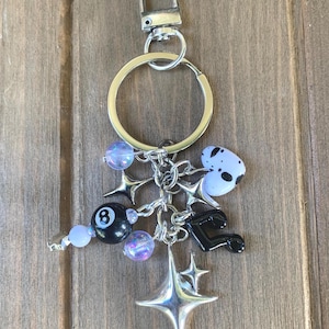 Stardust Charms Key Chain Fall Out Boy Inspired FOB Eight Ball Stars Music Concert Fans