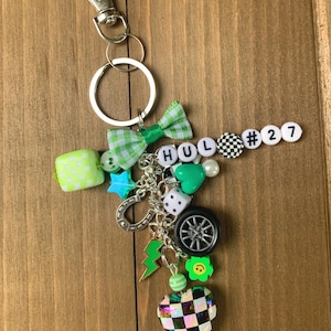 F1 Formula One Nico Hulkenberg #27 Inspired Checkered Heart Bag Charm Key Chain NH27 Motor Sport Race Fans Grand Prix