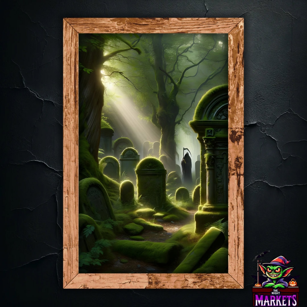 Grim Reaper Angel of Death Gothic Picture, Eerie Graveyard Walk Art ...