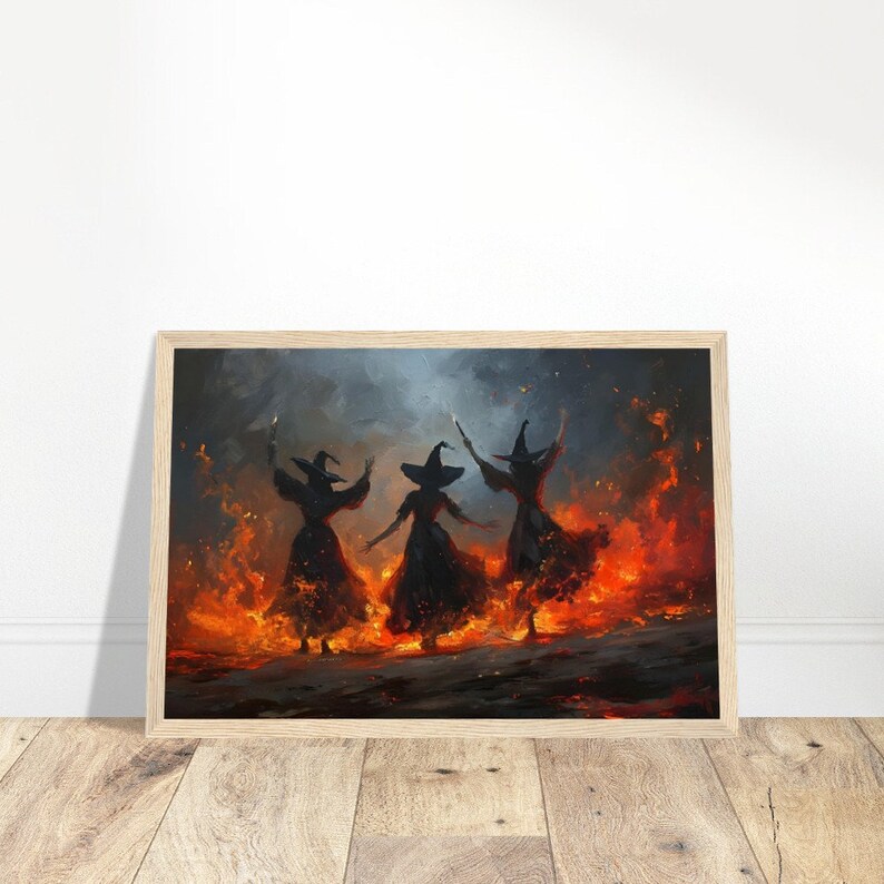 Dancing Witches Wall Art - Fire Witches in Gothic Painting, Enchanting ...