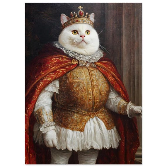 猫の壁アート – 王室の衣装を着た貴族の猫、クラシックスタイルの猫の
