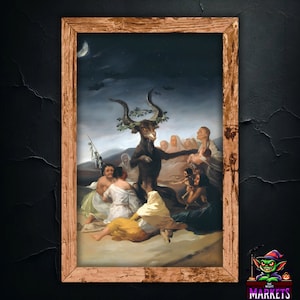 Witches&#39; Sabbath Classical Painting, Dark Art Wall Decor, Vintage Occult Art Print, Witchcraft Gothic Home Decoration, Canvas Artwork