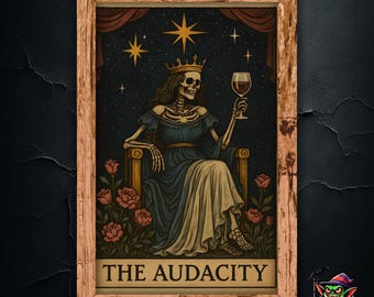 The Audacity Tarot Card Poster - Gothic Skeleton Throne Art - Mystical Home Decor