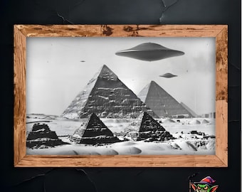 古代ピラミッドUFOウォールアート、SF宇宙船ピラミッドポスター、歴史