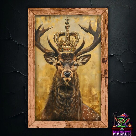 LZIMU Stampe su tela Alci Foresta Quadri di alci Animali del bosco Quadri Marrone Vintage Fauna selvatica Opere d'arte Rustica Decorazione da parete di fattoria (Quadri-1, (60.00 x 90.00 cms