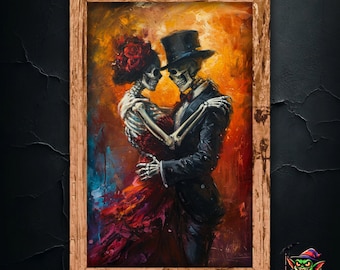 Dancing Dead Art Gothic Dance of Death Dance Romantic Skeleton Painting
