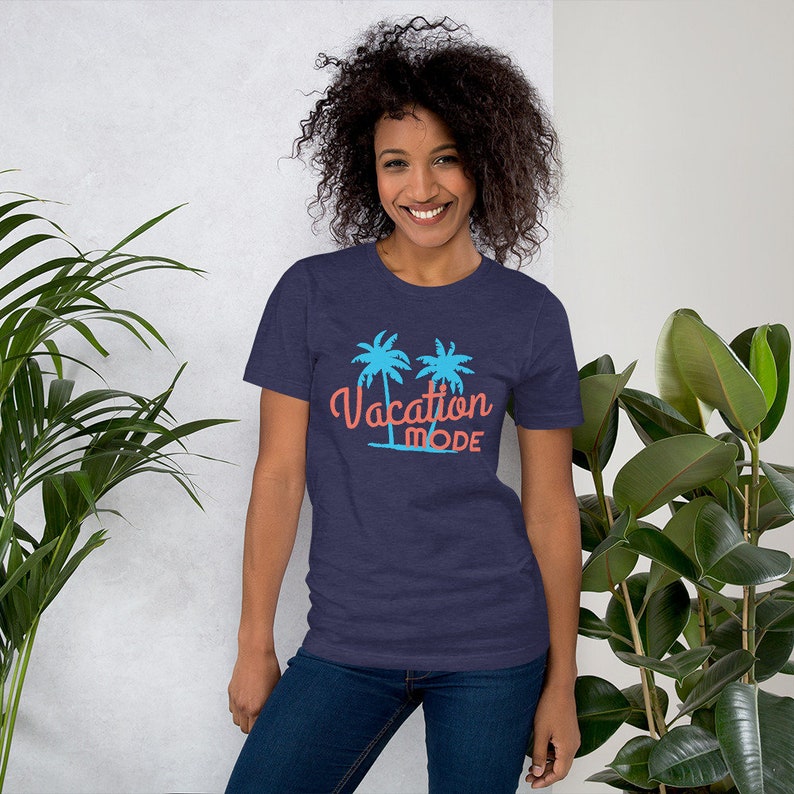VACATION MODE Unisex Graphic Short Sleeve T-Shirt travel gift Heather Midnight Navy